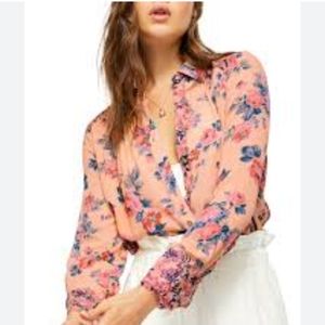 Women's size Medium. Free People, Hold On To Me Floral Button Blouse